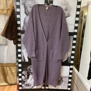 Maxi Mauve Double Side Slit Cardigan